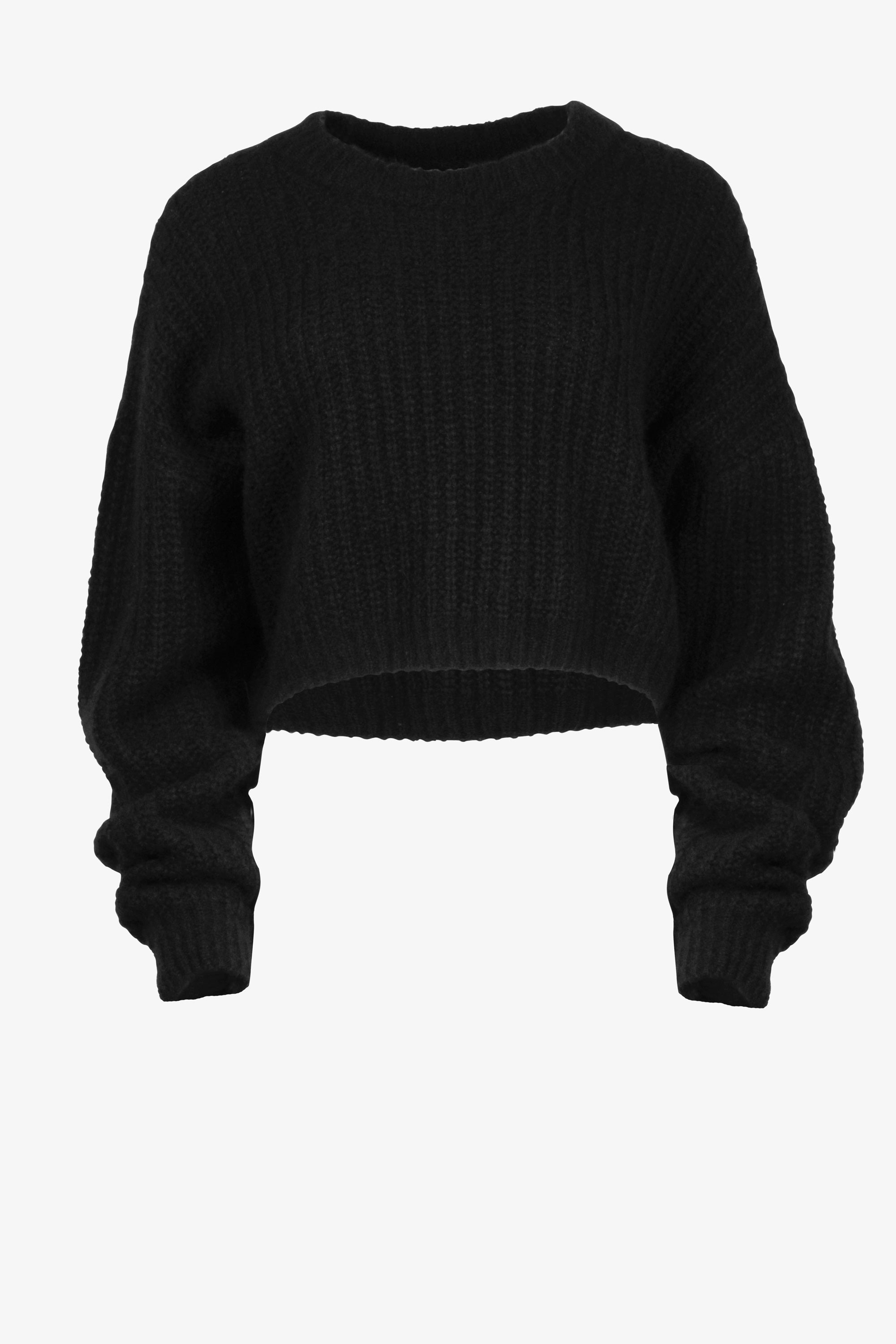 Tuya cropped fluffy cashmere sweater black – STUDIO 163