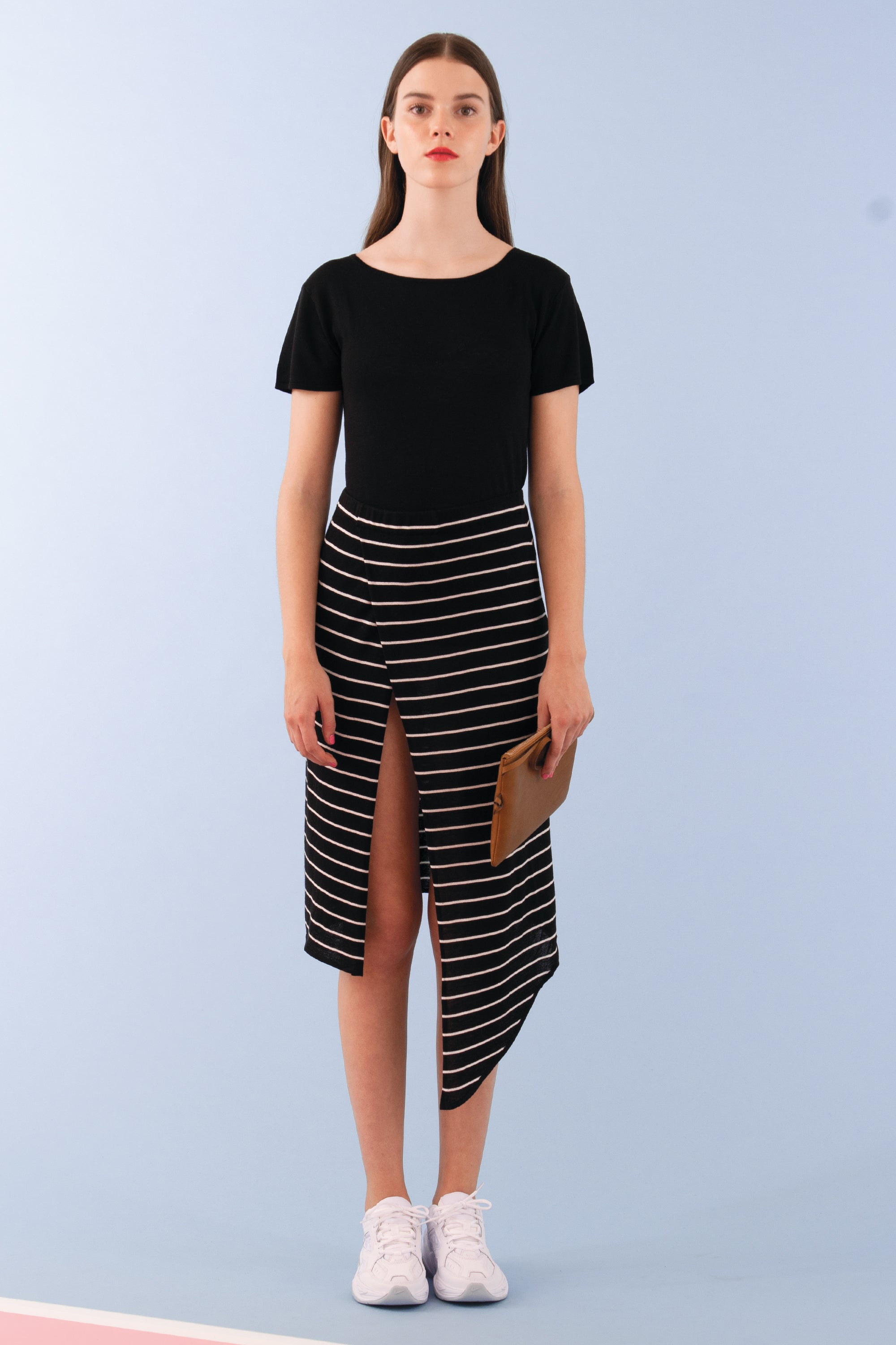 Asymetric striped skirt