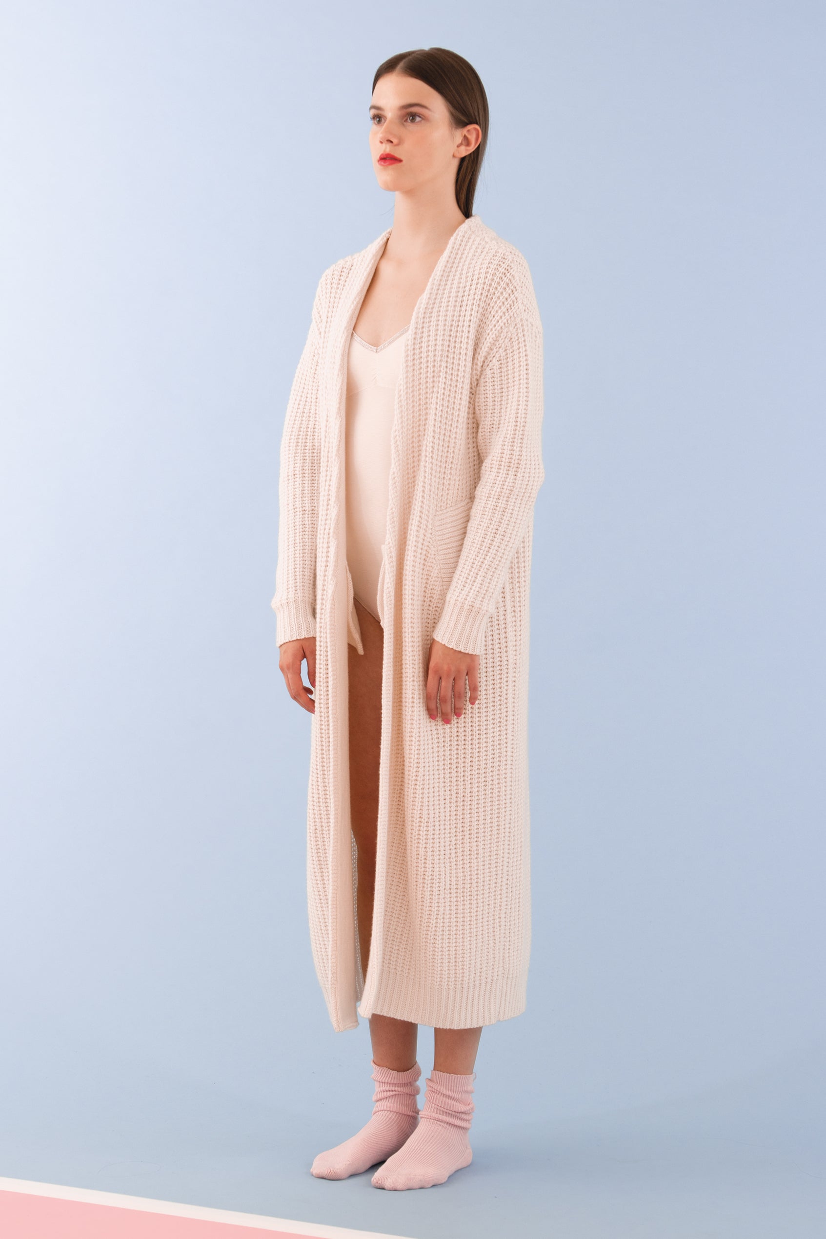 Long chunky handknit summer cardigan