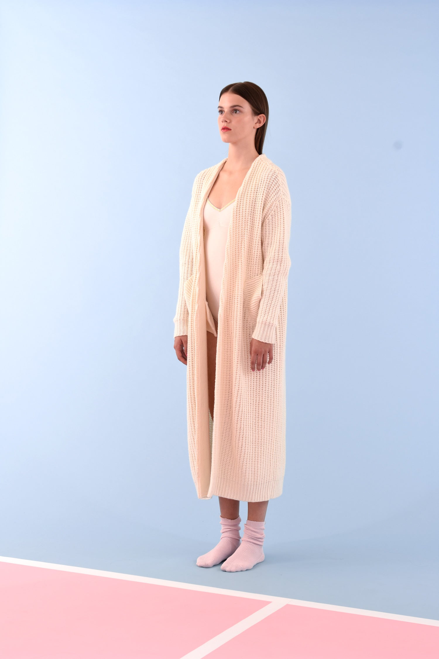 Long chunky handknit summer cardigan